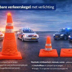 Uitschuifbare verkeerskegel met verlichting (pion)